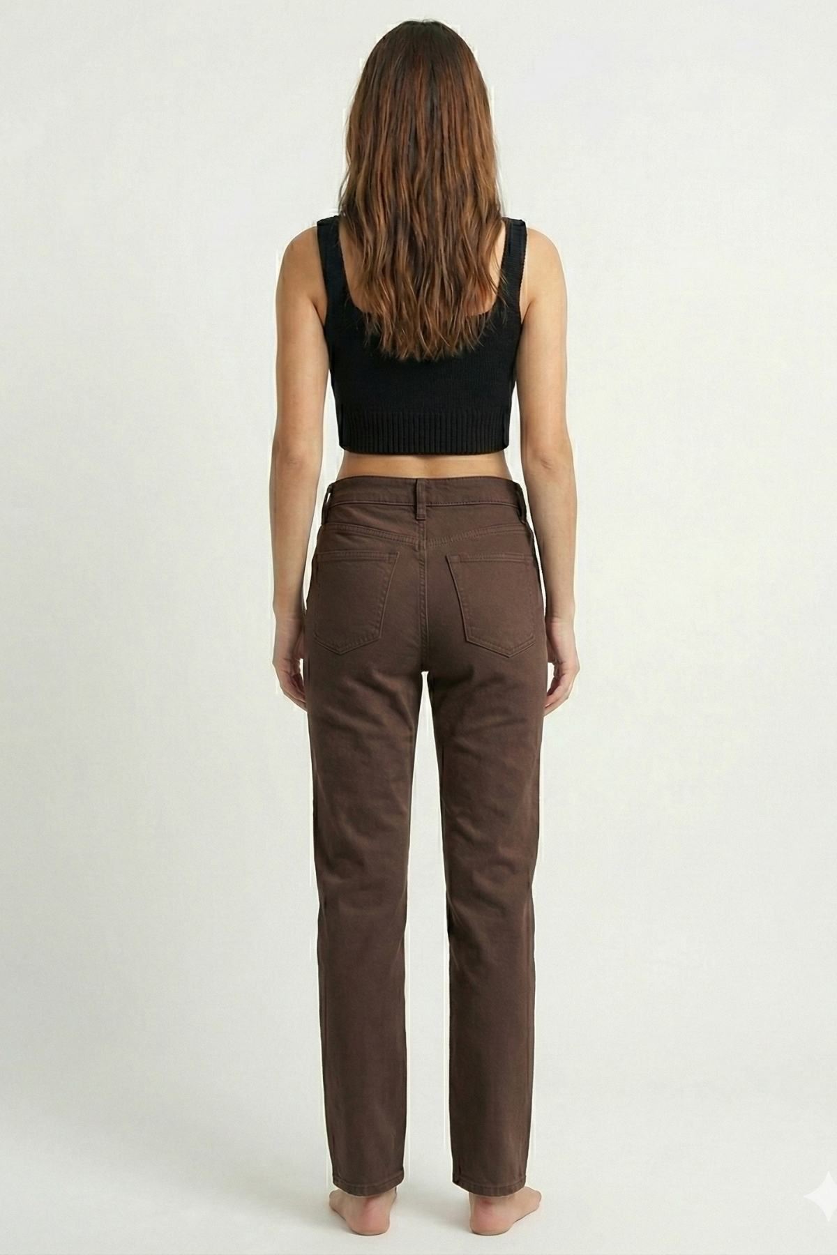 Soft Premium Straight Kadın Gabardin Pantolon-Acı kahve