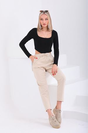 Duble paça kendinden bağcıklı -Bej