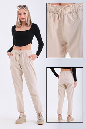 Duble paça kendinden bağcıklı -Bej