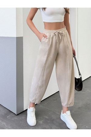Balon gabardin yıkamalı Pantolon -bej