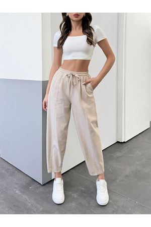 Balon gabardin yıkamalı Pantolon -bej