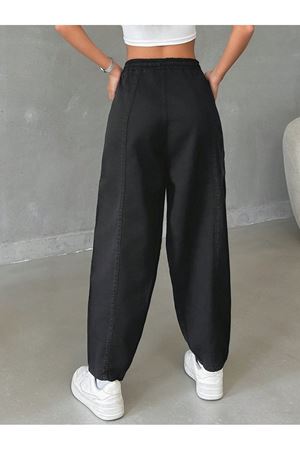 Balon gabardin yıkamalı Pantolon - Siyah