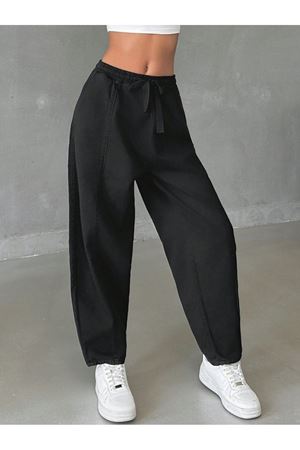 Balon gabardin yıkamalı Pantolon - Siyah
