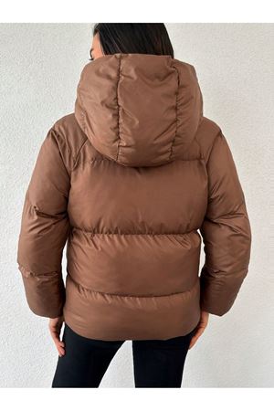 Kadın Kapüşonlu Şişme mont - Kahve
