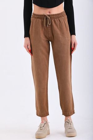 belli lastikli arka cep fleto paça püsküllü pantolon - Taba