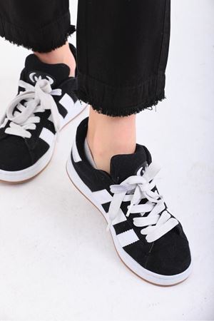 Belli lastikli arka cep fleto paça püsküllü  pantolon -Siyah