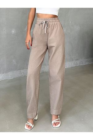 Kadın Rahat Kesim Her Mevsim Denim Jean -Vizon