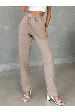 Kadın Rahat Kesim Her Mevsim Denim Jean -Vizon