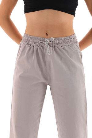 Bol Paça Püsküllü Gabardin Pantolon -Gri