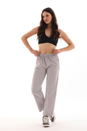 Bol Paça Püsküllü Gabardin Pantolon -Gri