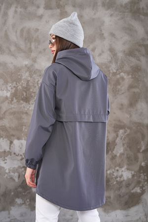 Kadın Fermuarlı Yağmurluk Kap - Gri