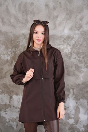 Kadın Fermuarlı Yağmurluk Kap - Kahverengi
