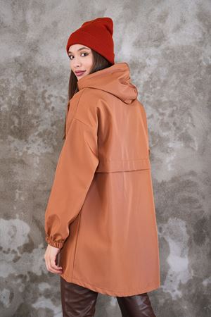 Kadın Fermuarlı Yağmurluk Kap - Sütlükahve