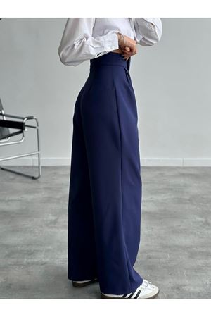 Cırt Kapamalı Palazzo Pantolon - lacivert