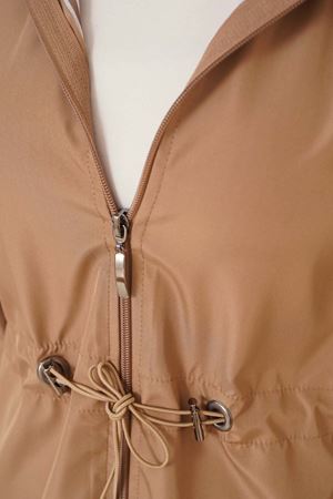 Tesettür Beli Lastik Büzgülü Trençkot - Vizon