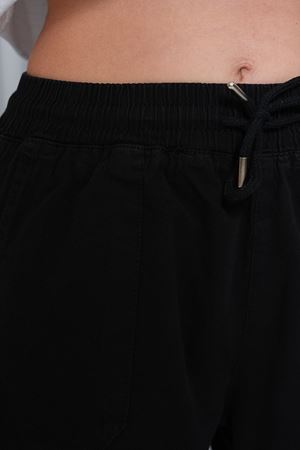 Kadın Yüksel Bel  Paça Büzgülü jogger Gabardin Pantolon - Siyah KAT2045