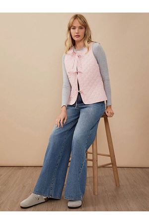  Kadın Bol Paça Yüksek Bel Palazzo Kot Pantolon -Soluk yıkama 11071-2