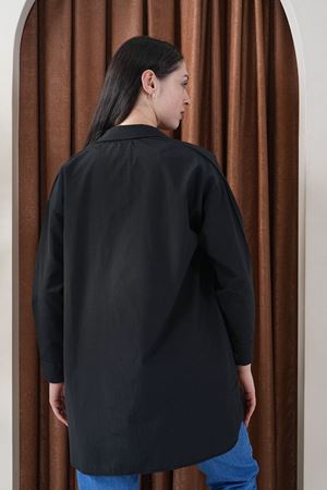 Kadın Oversize Basic Salaş Gömlek -Siyah KAT2036