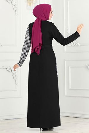 Kazayağı Desenli Tivit Elbise - Ekru