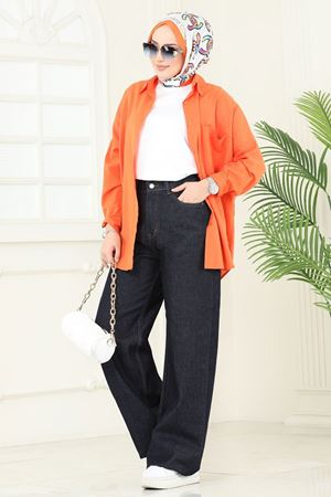 Palazzo Kadın Yüksek Bel Salaş Pantolon -Koyu Lacivert