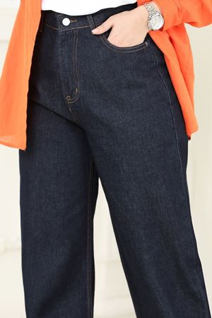 Palazzo Kadın Yüksek Bel Salaş Pantolon -Koyu Lacivert