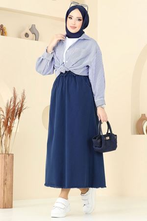 Gabardin Püsküllü Etek - Laci 110PGS1067