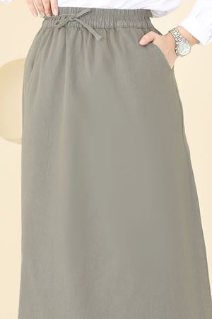 Gabardin Püsküllü Etek - Çağla 110PGS1067 