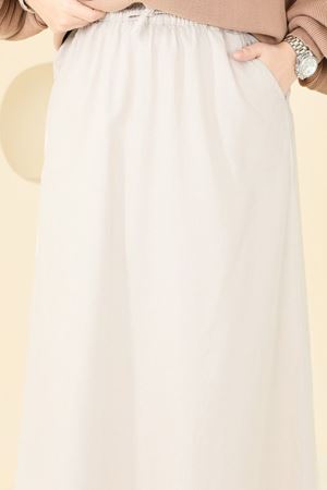 Gabardin Püsküllü Etek - Taş 110PGS1067