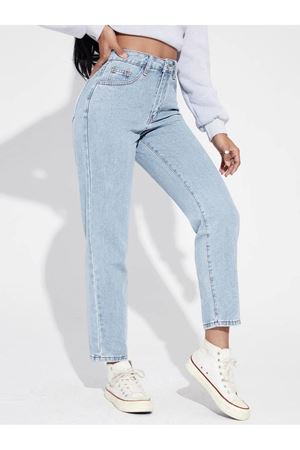 Mom Yüksel bel duz paça kot Pantolon - 11001-0  Kar yıkama