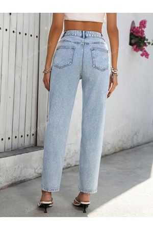 Kar yıkama yüksel bel yaz modası mom jean