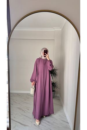 Gülkurusu Sufle Ayrobin Tesettür Elbise