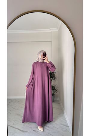 Gülkurusu Sufle Ayrobin Tesettür Elbise