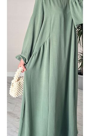 Mint Sufle Ayrobin Tesettür Elbise