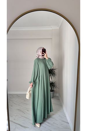 Mint Sufle Ayrobin Tesettür Elbise