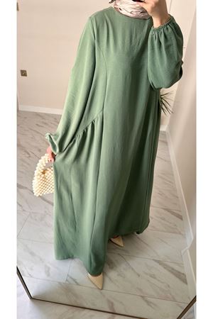 Mint Sufle Ayrobin Tesettür Elbise