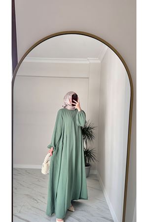 Mint Sufle Ayrobin Tesettür Elbise