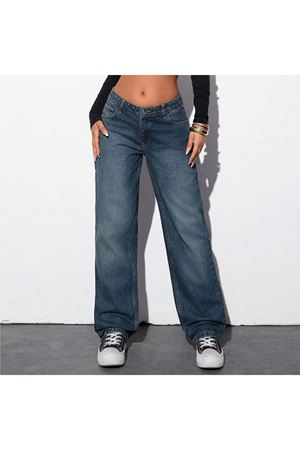 Kadın Baggy  Jeans Relaxed Fit Denim  - KoyuMavi