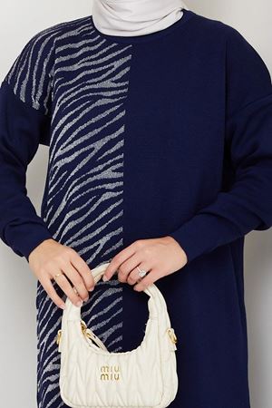 Zebra Desen Detaylı Triko Takım – Lacivert