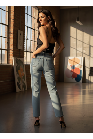  Relax Fit Açık Mavi Jean | Rahat Kesim Kadın Denim Pantolon - Mavi