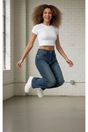 Kadin Palazzo Wide Leg Premium Jean - Mavi