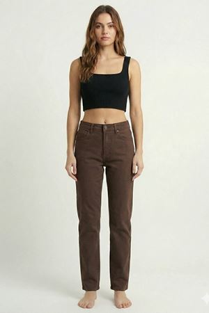 Soft Premium Straight Kadın Gabardin Pantolon-Acı kahve