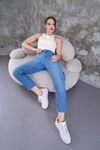 Yüksek bel mom fit jean pantolon - Açık yıkama