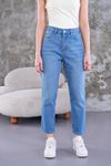 Yüksek bel mom fit jean pantolon - Açık yıkama