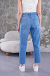 Yüksek bel mom fit jean pantolon - Açık yıkama