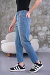 Yüksek bel mom fit jean pantolon - Soluk yıkama
