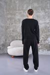 Beli bağcıklı triko takım-Siyah