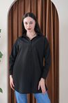 Kadın Oversize Basic Salaş Gömlek -Siyah KAT2036