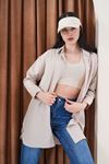 Kadın Oversize Basic Salaş Gömlek -Bej KAT2036 