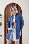 Kadın Oversize Basic Salaş Gömlek -Mavi KAT2036 