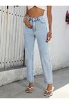 Kar yıkama yüksel bel yaz modası mom jean